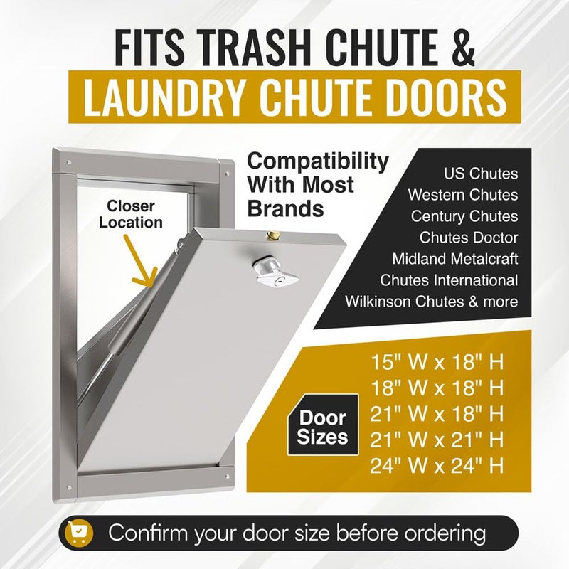 Pro Chutes باب قاذف القمامة مع غالق هيدروليكي. مضخة مكبس قابلة للسحب بقطر 10 بوصات للأبواب المنزلقة والأبواب الجانبية للغسيل والقمامة. - Image 5